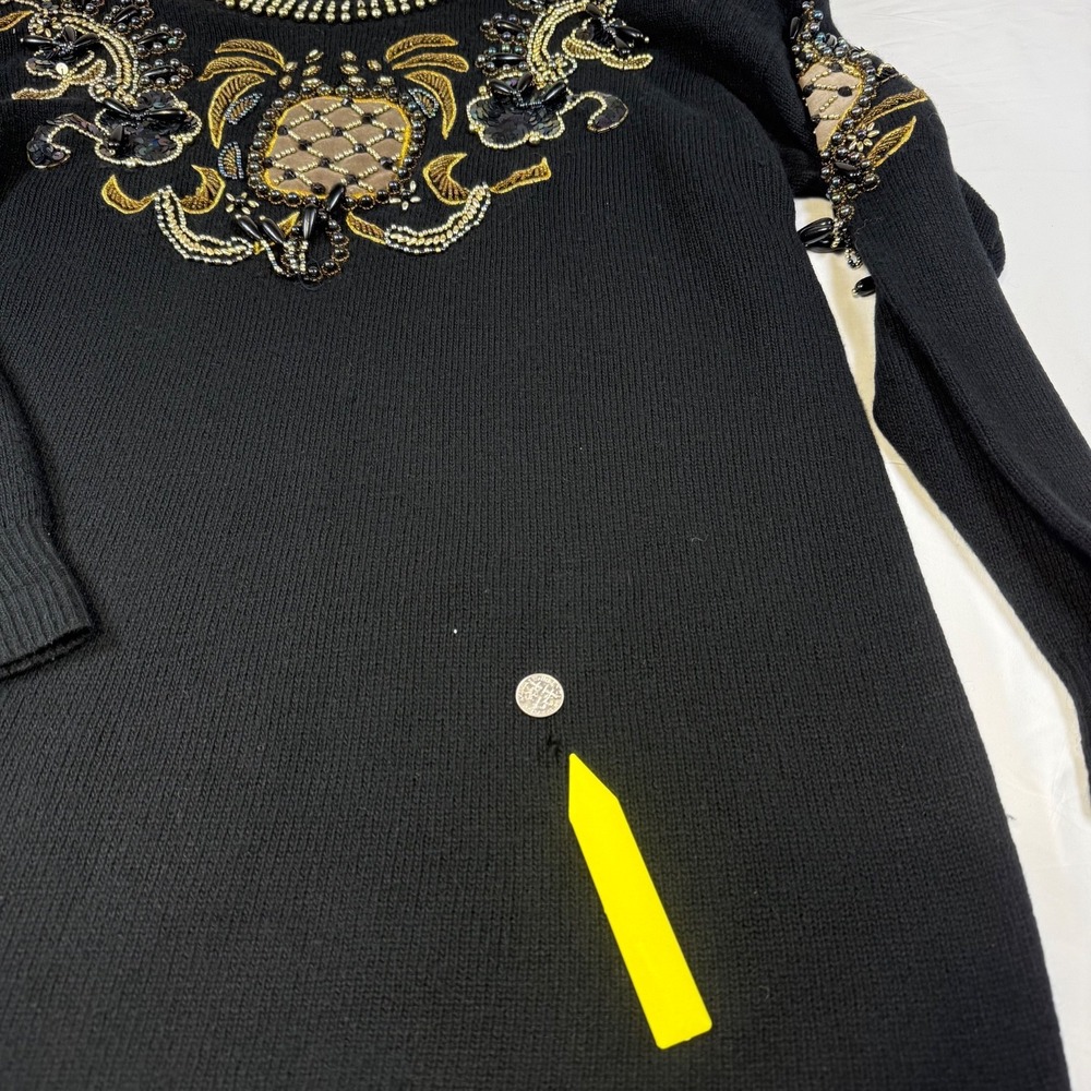 Vintage Fully Fashion Sweater Women's Large Lambswool Angora Bedazzled Beaded - Picture 6 of 8
